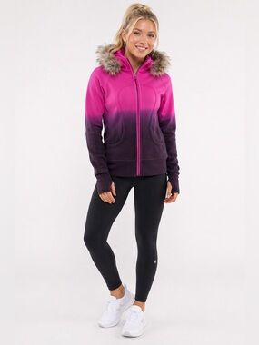 Rare Lululemon Scuba Hoodie Jacket Fur Paris Pink/Black Ombre 2011 Size 4